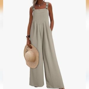 Women's Casual Loose Overalls Jumpsuits One Piece Sleeveless Wide Leg NWT Sz Med